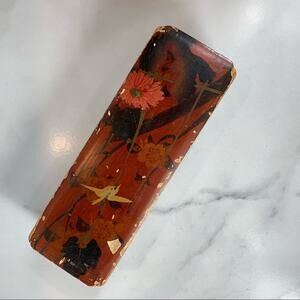 Antique Handpainted Wood Box 10.5 x 4 x 2.5"